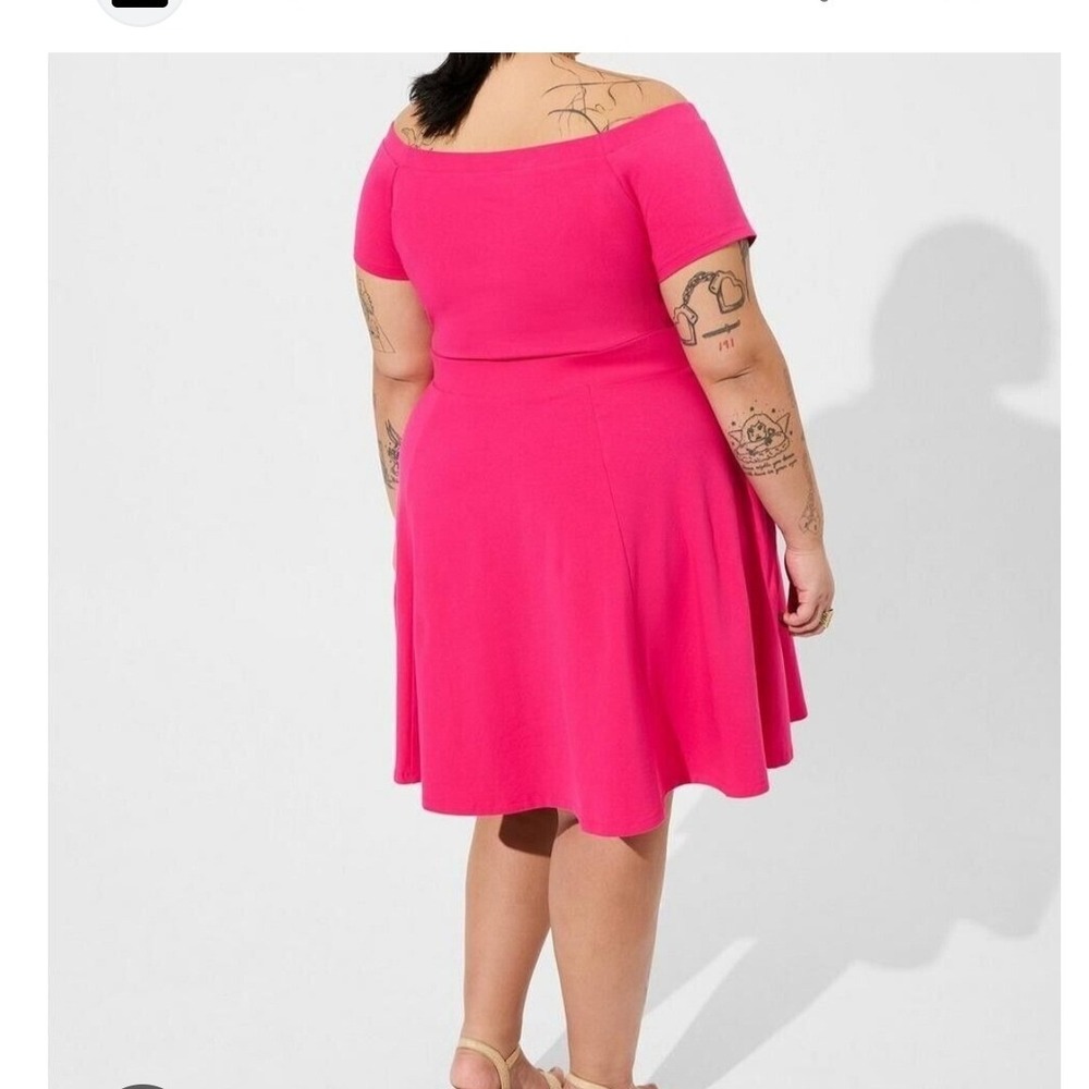 Torrid Mini Foxy Off Shoulder Skater Dress Pink Plus Size 4X 26 sexy beach surf